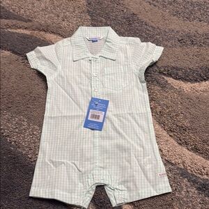 Green Gingham Baby Romper